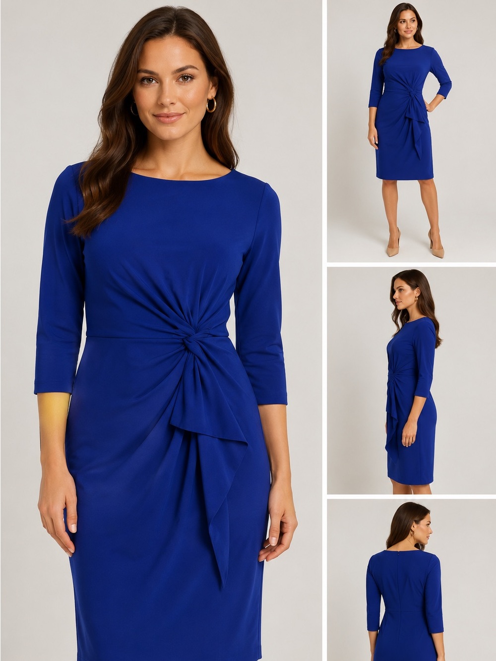 Ralph Lauren Royal Blue Twist-Front Midi Dress